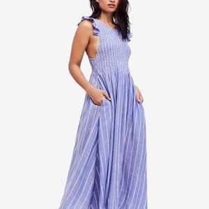 Free People Chambray Butterflies Cotton Maxi Dress